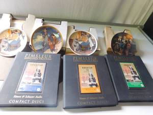 Spanish 1,2 and 3 CDs for learning spanish and 4 Norman Rockwell plates