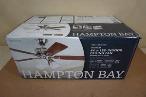 lot 104 image: NEW Hampton Bay Vaurgas 44 LED Indoor Ceiling Fan