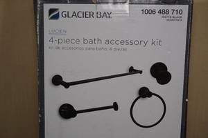 lot 127 image: NEW Glacier Bay Lucien 4 Pc Bath Accessory Kit - Matte Black