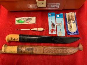 lot 186 image: Fishing Tackle Box and Tin Strong Box