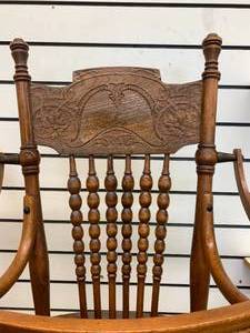 lot 93 image: Solid Oak High Chair with Pressed Back, Childs Chair