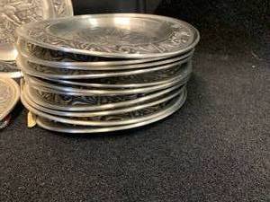 lot 104 image: Pewter Collector Plates, some damaged