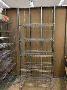 lot 152 image: Metro Style Chrome Wire Shelving Unit - 89 x 36 x 24