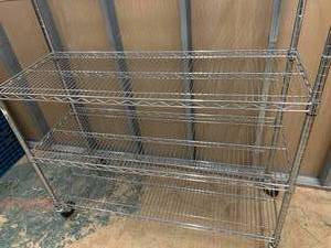 lot 163 image: Metro Style Chrome Wire NSF Shelving Unit - 76 x 48 x 18