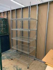 lot 177 image: Metro Style Chrome Wire NSF Shelving Unit - 90 x 36 x 24