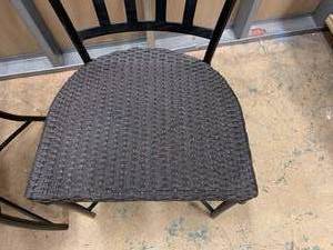 lot 187 image: Black metal Indooroutdoor chairs with woven seats