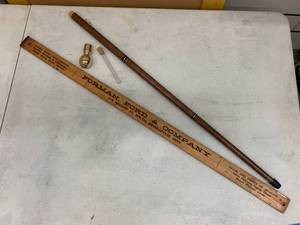 lot 216 image: Captains Cane with Compass in Head, Flask in Shaft, Vintage Yardstick