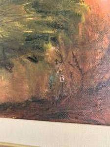lot 211 image: Large Pastoral Autumn Pond with Trees