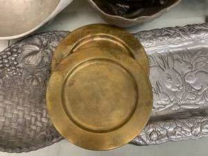lot 219 image: Pewter and Brass Serveware