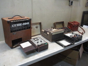 lot 125 image: Vintage Record Player, Tube Testers, Amp