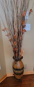 Tall Metal Vase with Dried Flower Arrangement