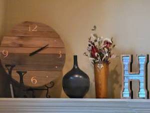 Raw Board Clock & Warm Tone Decorative Accents
