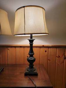 Black Pedestal Table Lamp, pair