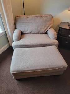 Gray Chair & a Half plus Ottoman