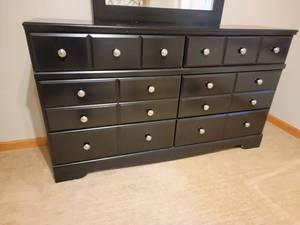 Black 6 Drawer Dresser with Mirror