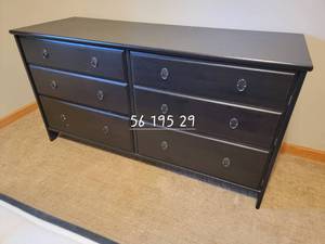 Black 6 Drawer Dresser with Oval Hardware