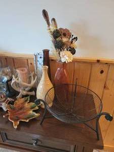 Fall Themed Decorative Accents with Antler Candleholder