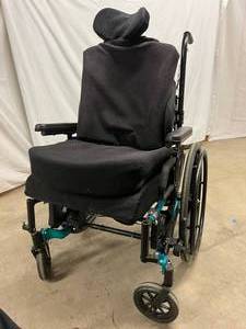 QUICKIE IRIS TILT IN SPACE WHEELCHAIR - GOOD WORKING CONDITION 21 SEAT WIDTH