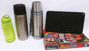 lot 8 image: Miracle Thaw, Thermos and Nalgene Bottle