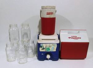 lot 25 image: Coolers, Water Jugs, Mason Jars