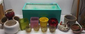 lot 28 image: Hanging Planter Box and Misc Small Planters