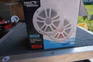 lot 77 image: Set of Boss 180W 6.5 Marine Speakers With Sony Car Stereo