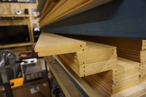 lot 23 image: 133 Pieces of 6 Drawer Stock With Assorted Oak Plywood