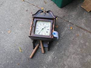 lot 218 image: New England clock with heavy weight...