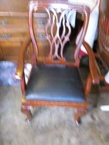lot 60 image: Vintage solid wood chair with padde...