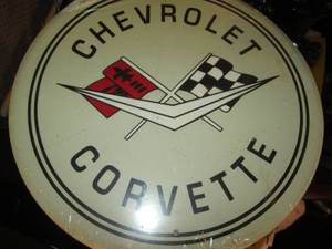 lot 76 image: New metal Chevy Corvette sign...
