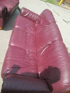 lot 84 image: Genuine leather couch and love seat...