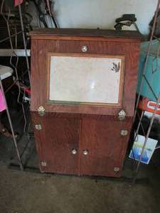 lot 122 image: Drop front stand with metal front p...