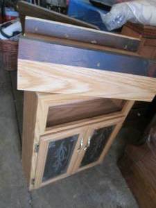 lot 128 image: Glass front cabinet with base stand...