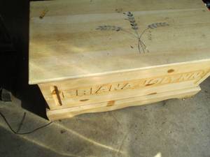 lot 166 image: Wood foot stool with contents 30x15...