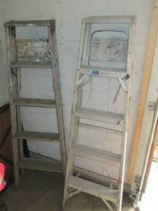 lot 232 image: 2 folding step ladders 5 tall...