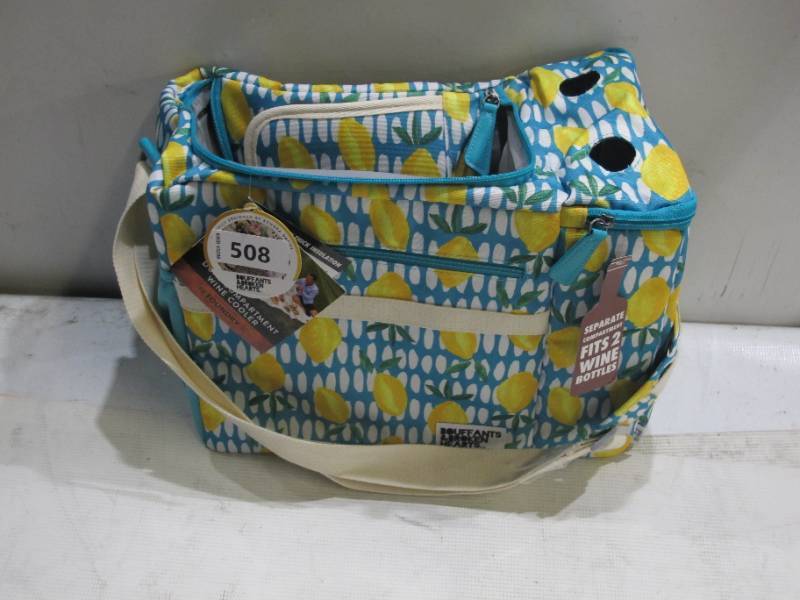 lot 762 image: NEW Fit & Fresh Artist Collection Dual-Compartment Insulated Cooler With Wine Holder