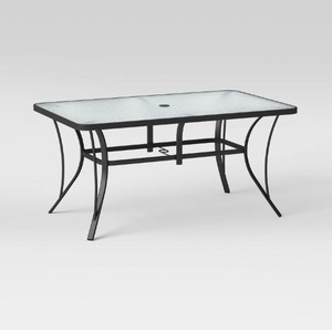 lot 615 image: 6 Person Glass Rectangle Patio Dining Table - Gray - Room Essentials