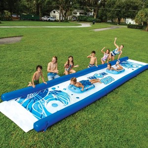 lot 677 image: WOW Super Backyard Water Slide with Sprinkler EZ Connect 26 ft 2 sleds included