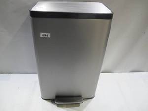 lot 694 image: Kohler 47L Step Trash Bin - Stainless Steel - Dent in back corner