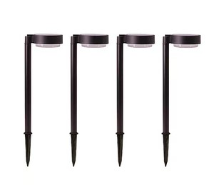 lot 702 image: Members Mark 4-Piece LED Solar Pathway Downlights, Oil-Rubbed Bronze