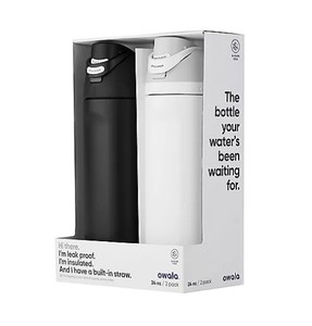 lot 713 image: Owala FreeSip 24-oz. Stainless Steel Water Bottle Combo Pack - Black  White