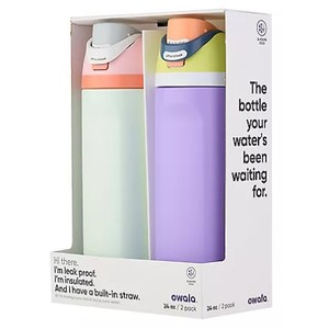 lot 717 image: Owala FreeSip 24-oz. Stainless Steel Water Bottle Combo Pack - Eggshell  Lavender