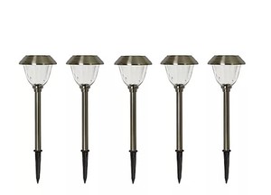 lot 779 image: Members Mark 5-Piece LED Solar Path Lights, Stainless Steel