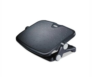 lot 785 image: Alera Black Soft Cushioned Ergonomic Footrest, 14 x 19 58 x 3 34 to 7 12 inch