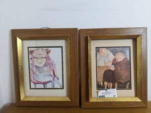 lot 64 image: Two Beautiful Framed Drawing Prints 15.5x18