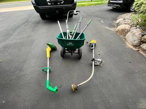 lot 165 image: Awesome Lawn Care Collection-Hedge Trimmers, Pruning Sheers, & Wheel Barrow