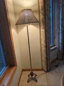 lot 235 image: Vintage Rattan Floor Lamp 57-Works Great