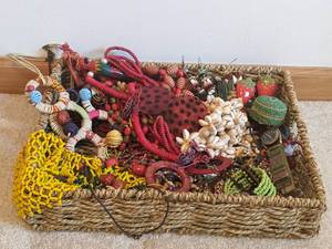 lot 182 image: Basket Full of Beaded Jewelry From Around the World