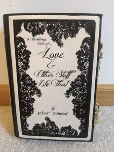 lot 212 image: NEW Betsey Johnson Love and Other Stuff Like That Book Purse
