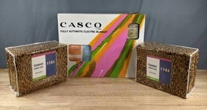 lot 135 image: Set of 2 Home Room Twin Size Flannel Sheet Sets in Leopard Print and Casco Fully Automatic Electric Blanket (All Appear New) Z